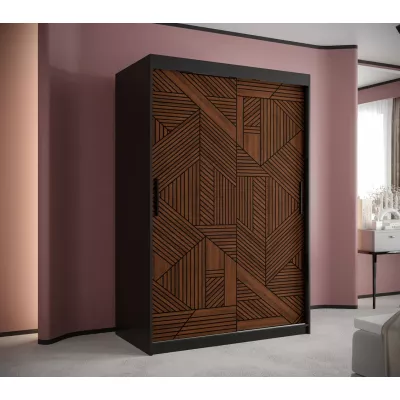 MADELEIN 2 tolóajtós gardróbszekrény - szélesség 120 cm, fekete / diófa