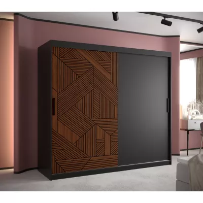 MADELEIN 1 tolóajtós gardróbszekrény - szélesség 200 cm, fekete / diófa
