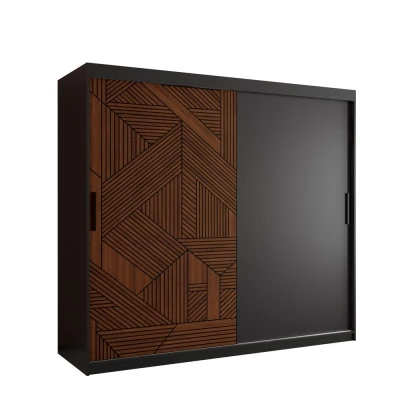 MADELEIN 1 tolóajtós gardróbszekrény - szélesség 200 cm, fekete / diófa