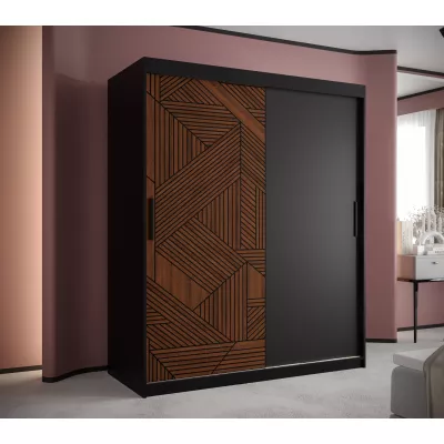 MADELEIN 1 tolóajtós gardróbszekrény - szélesség 150 cm, fekete / diófa