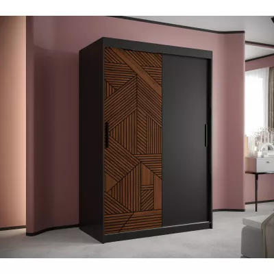 MADELEIN 1 tolóajtós gardróbszekrény - szélesség 120 cm, fekete / diófa