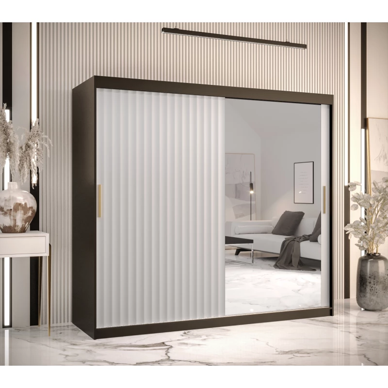 RADKIN 2 tükrös ruhásszekrény - szélesség 200 cm, fekete / fehér