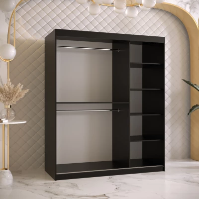 RADKIN 2 tükrös ruhásszekrény - szélesség 150 cm, fekete
