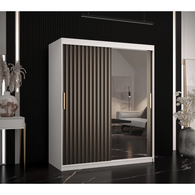 RADKIN 2 tükrös ruhásszekrény - szélesség 150 cm, fehér / fekete