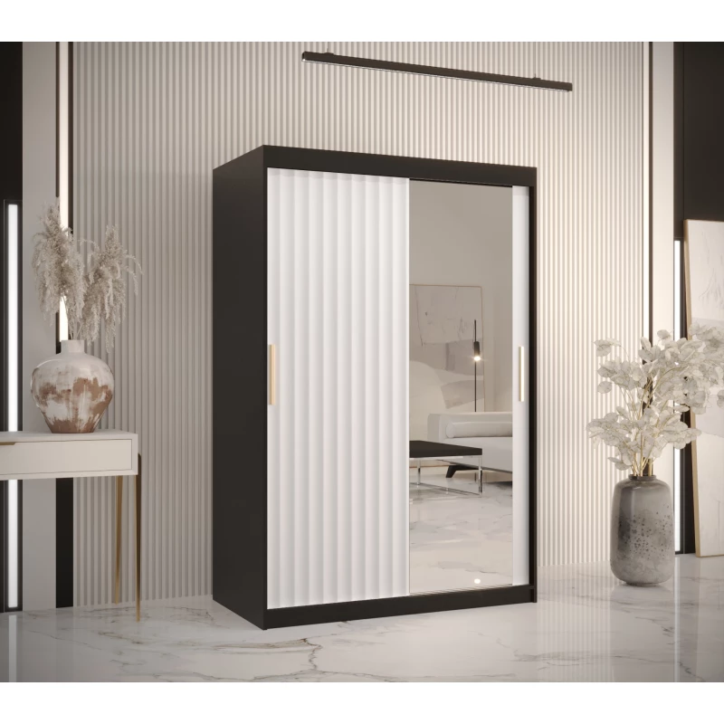 RADKIN 2 tükrös ruhásszekrény - szélesség 120 cm, fekete / fehér