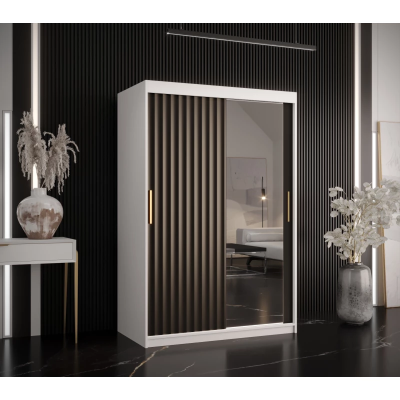 RADKIN 2 tükrös ruhásszekrény - szélesség 120 cm, fehér / fekete