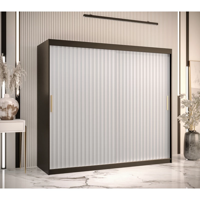 RADKIN 1 ruhásszekrény - szélesség 200 cm, fekete / fehér