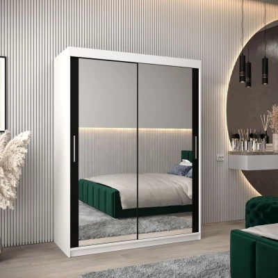 Tolóajtós szekrény 150 cm széles TIMEA 3 - fehér / fekete