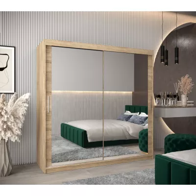 Tolóajtós gardróbszekrény, 200 cm széles, TIMEA 3 - sonoma tölgyfa