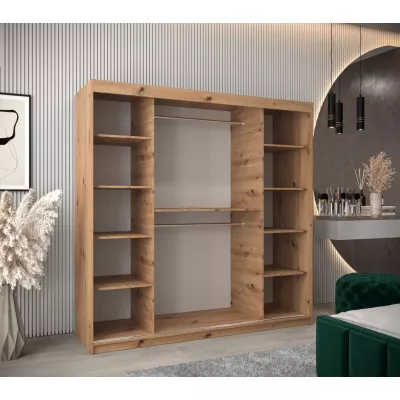 Tolóajtós gardróbszekrény 200 cm széles TIMEA 3 - artisan tölgy / fekete