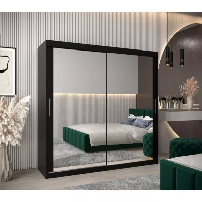 Tolóajtós gardróbszekrény, 200 cm széles, TIMEA 3 - fekete
