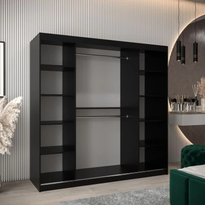 Tolóajtós gardróbszekrény 200 cm széles TIMEA 3 - fekete / artisan tölgy