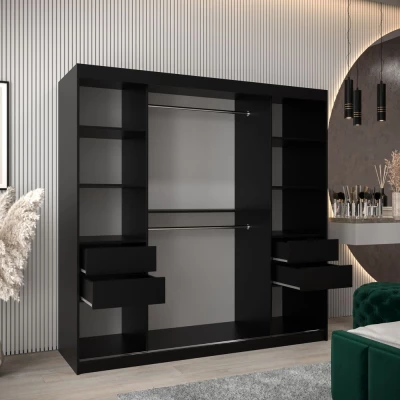 Tolóajtós gardróbszekrény 200 cm széles TIMEA 3 - fekete / artisan tölgy