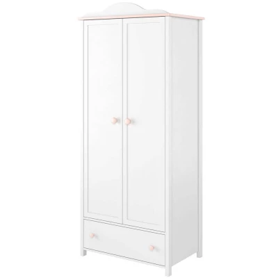 Gyerek ruhásszekrény LALI - 85 cm, fehér / rózsaszín
