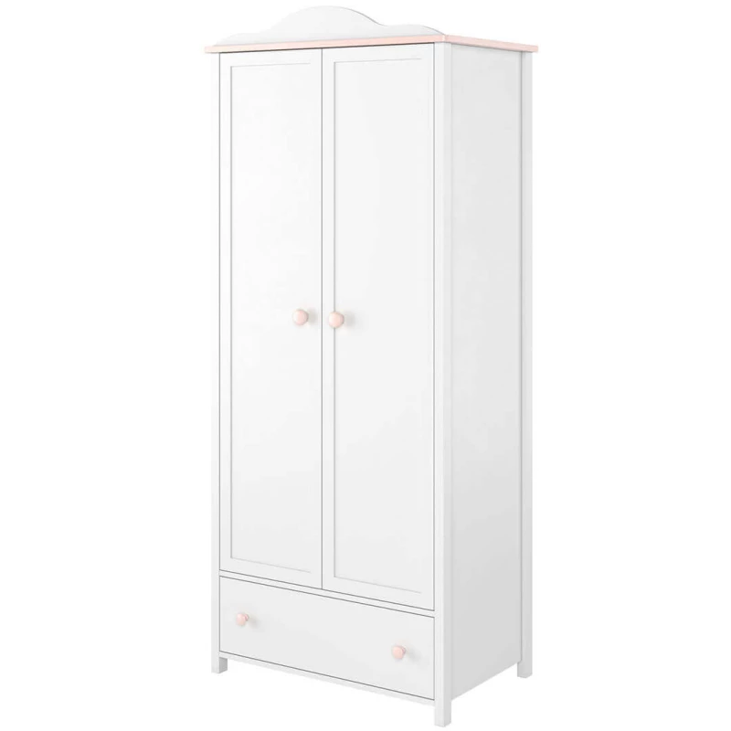 Gyerek ruhásszekrény LALI - 85 cm, fehér / rózsaszín