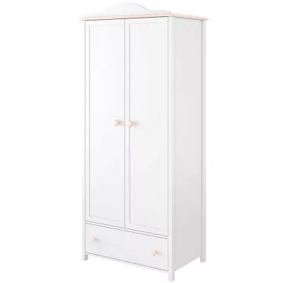 Gyerek ruhásszekrény LALI - 85 cm, fehér / rózsaszín
