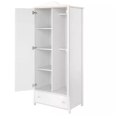 Gyerek ruhásszekrény LALI - 85 cm, fehér / rózsaszín