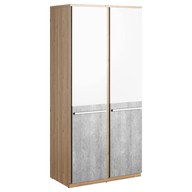 PANAJA polcos elem ruhaakasztó rúddal - 90 cm, nash tölgy / fehér / beton