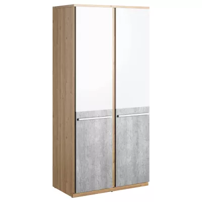 PANAJA polcos elem ruhaakasztó rúddal - 90 cm, nash tölgy / fehér / beton