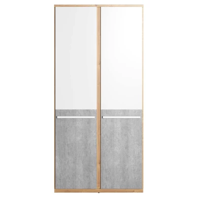 PANAJA polcos elem ruhaakasztó rúddal - 90 cm, nash tölgy / fehér / beton