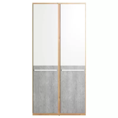 PANAJA polcos elem ruhaakasztó rúddal - 90 cm, nash tölgy / fehér / beton