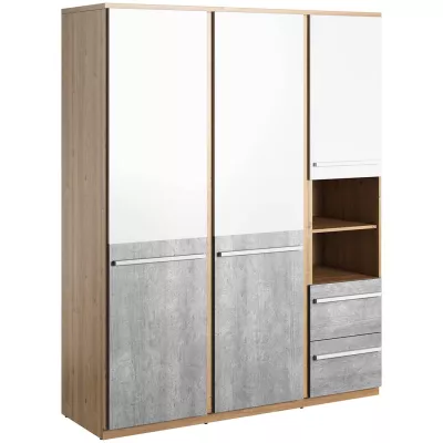 PANAJA kombinált szekrény - 150 cm, nash tölgy / fehér / beton