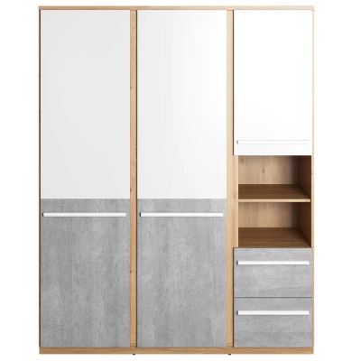 PANAJA kombinált szekrény - 150 cm, nash tölgy / fehér / beton