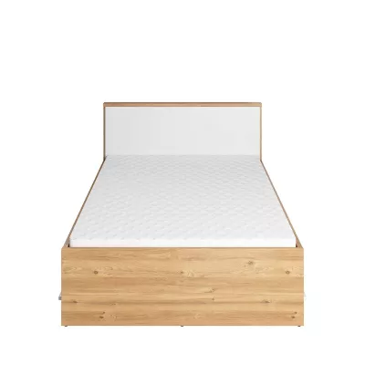 Ágy léces kerettel PANAJA - 120x200, nash tölgy / fehér / beton