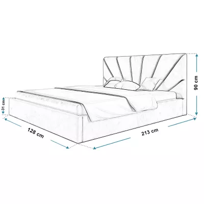 GITEL egyszemélyes kárpitozott ágy - 120x200, világosszürke