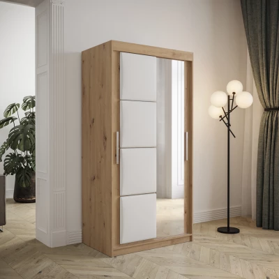 Gardróbszekrény tolóajtóval 100 cm TALIA - artisan tölgy / fehér