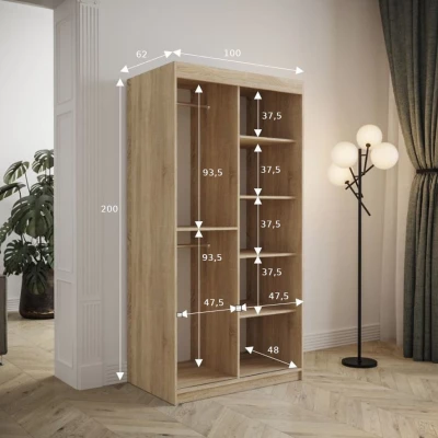Tolóajtós ruhásszekrény 100 cm TALIA - fekete