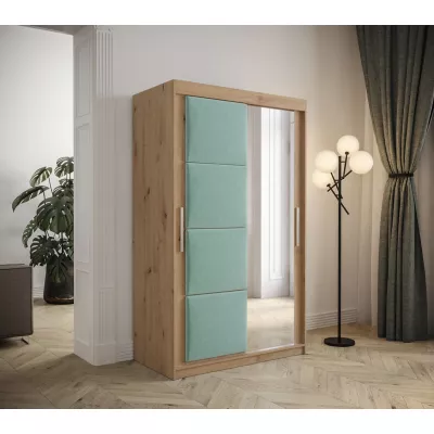 Gardróbszekrény tolóajtóval 120 cm TALIA - artisan tölgy / türkiz