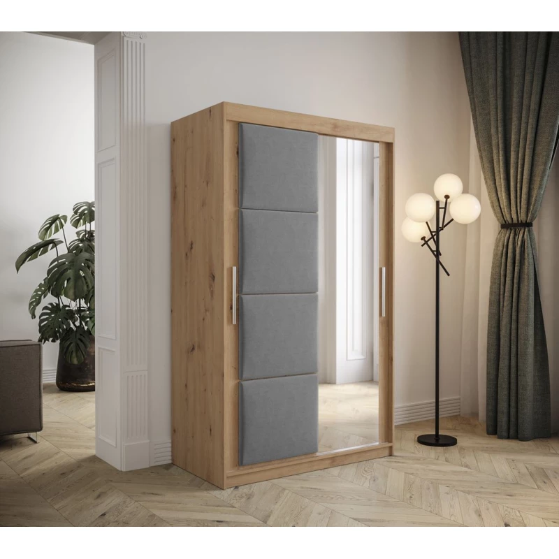Gardróbszekrény tolóajtóval 120 cm TALIA - artisan tölgy / szürke
