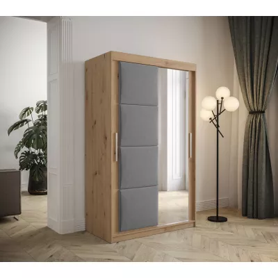 Gardróbszekrény tolóajtóval 120 cm TALIA - artisan tölgy / szürke