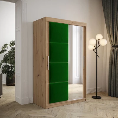 Gardróbszekrény tolóajtóval 120 cm TALIA - artisan tölgy / zöld