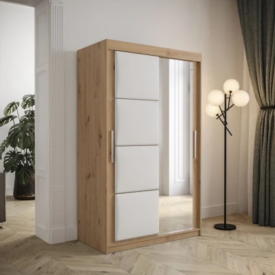 Tolóajtós gardróbszekrény 120 cm TALIA - artisan tölgy / fehér