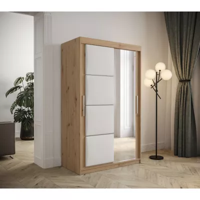 Tolóajtós gardróbszekrény 120 cm TALIA - artisan tölgy / fehér