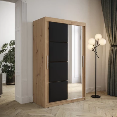 Gardróbszekrény tolóajtóval 120 cm TALIA - artisan tölgy / fekete
