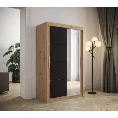 Gardróbszekrény tolóajtóval 120 cm TALIA - artisan tölgy / fekete