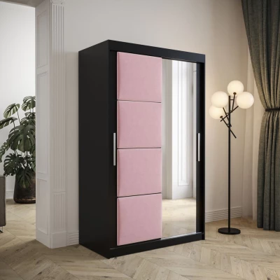 Tolóajtós ruhásszekrény 120 cm TALIA - fekete / rózsaszín