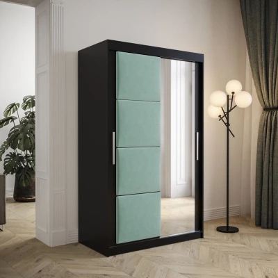 Gardróbszekrény tolóajtóval 120 cm TALIA - fekete / türkiz