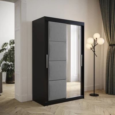 Tolóajtós gardróbszekrény 120 cm TALIA - fekete / szürke