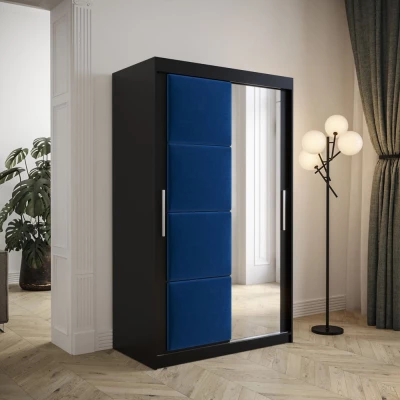 Gardróbszekrény tolóajtóval 120 cm TALIA - fekete / kék