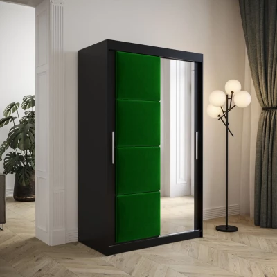 Tolóajtós ruhásszekrény 120 cm TALIA - fekete / zöld