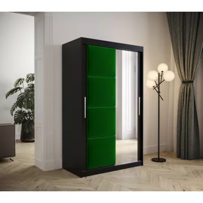Tolóajtós ruhásszekrény 120 cm TALIA - fekete / zöld