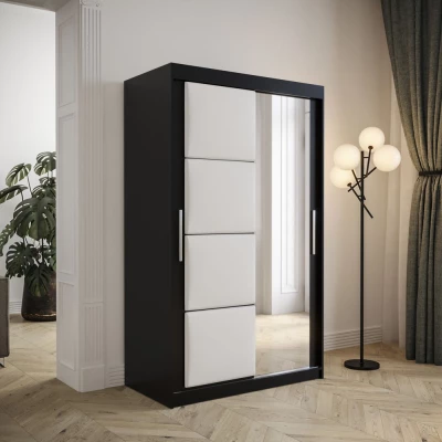 Tolóajtós ruhásszekrény 120 cm TALIA - fekete / fehér
