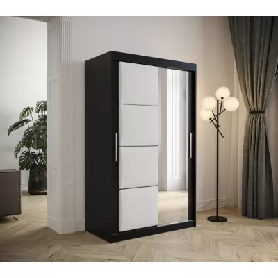 Tolóajtós ruhásszekrény 120 cm TALIA - fekete / fehér
