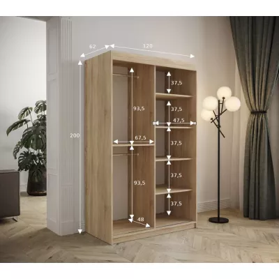 Tolóajtós ruhásszekrény 120 cm TALIA - fekete