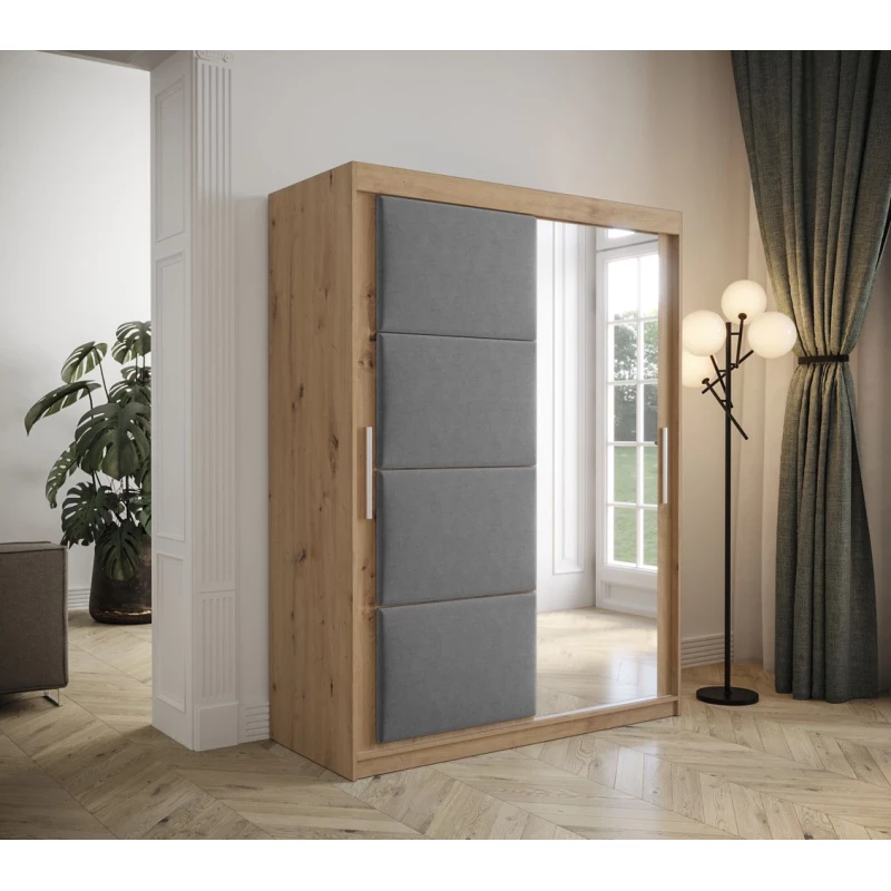 Gardróbszekrény tolóajtóval 150 cm TALIA - artisan tölgy / szürke