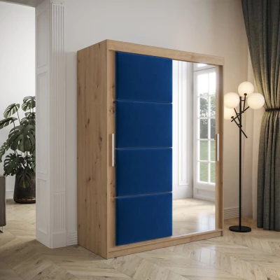 Gardróbszekrény tolóajtóval 150 cm TALIA - artisan tölgy / kék